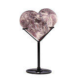 Lepidoliet A-kwaliteit hart op standaard (zwart) middel