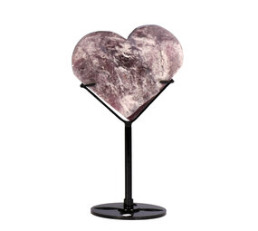 Lepidoliet A-kwaliteit hart op standaard (zwart) middel