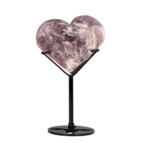 Lepidoliet A-kwaliteit hart op standaard (zwart) middel