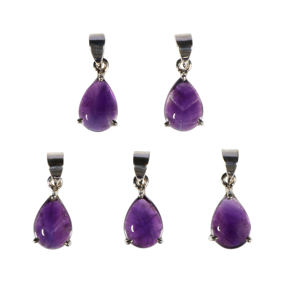 Zilveren hanger amethist | druppel gezet 1,3 x 1 cm