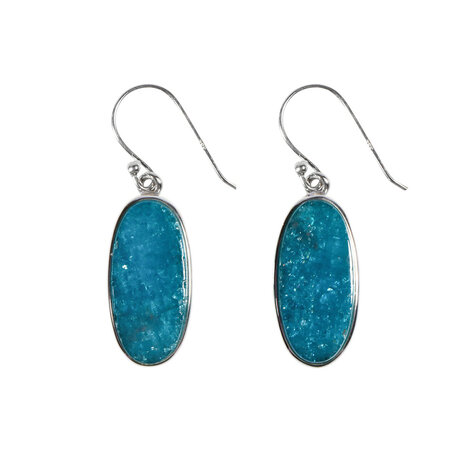 Zilveren oorbellen apatiet | ovaal  2,3  x 1,1 cm