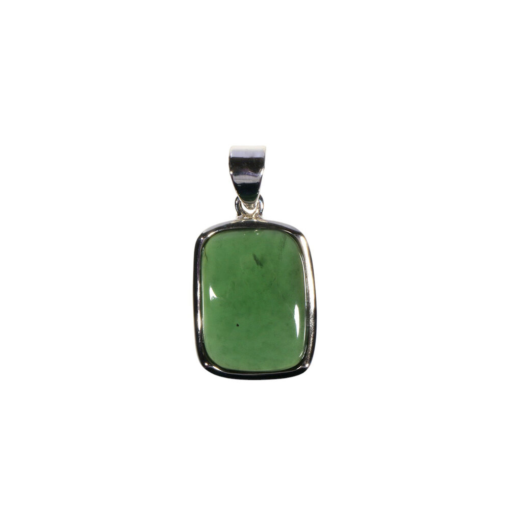 Zilveren hanger jade | rechthoek 1,8 x 1,3 cm