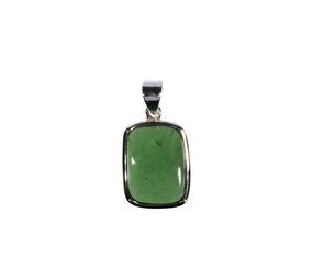 Zilveren hanger jade | rechthoek 1,8 x 1,3 cm
