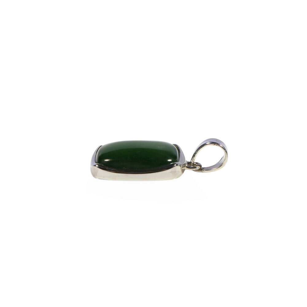 Zilveren hanger jade | rechthoek 1,8 x 1,3 cm