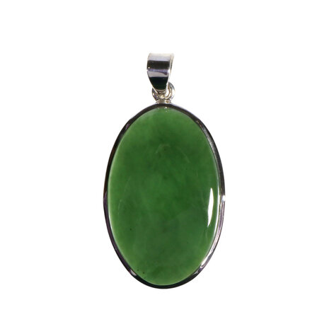 Zilveren hanger jade | ovaal 3,7 x 2,3 cm