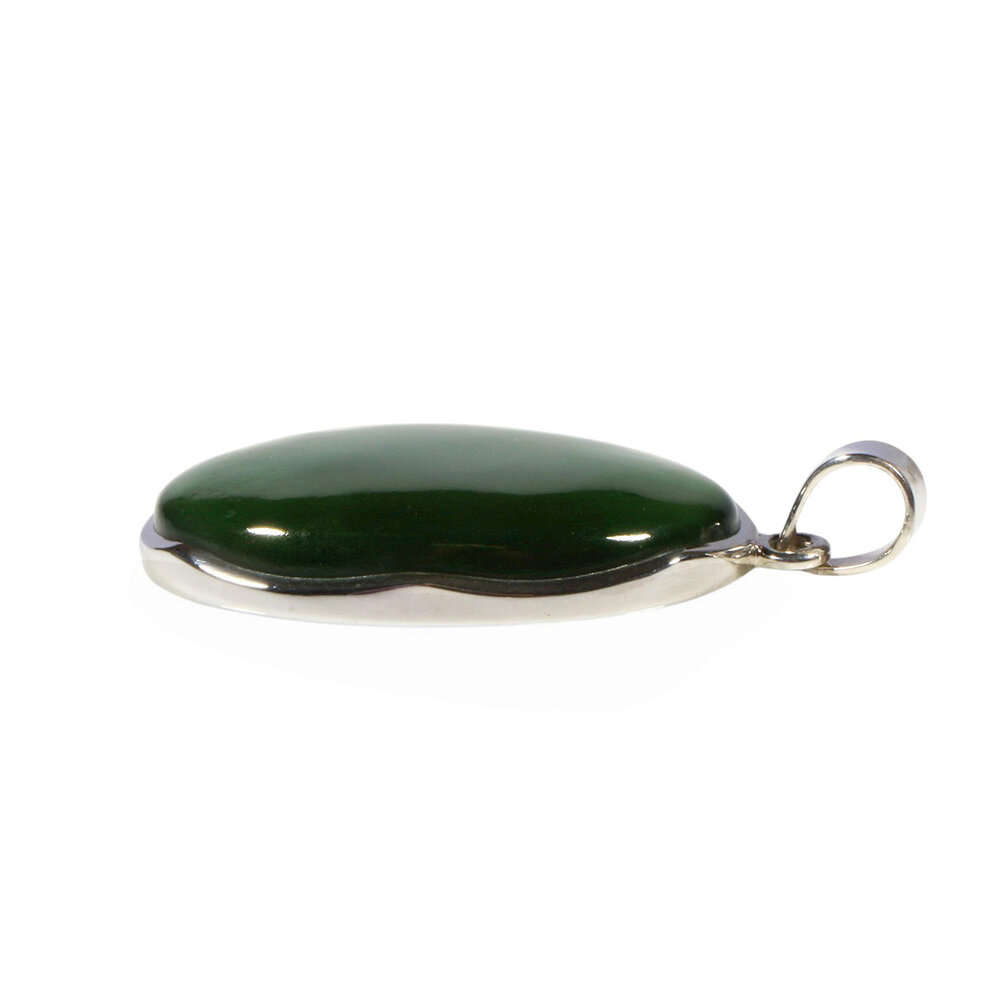 Zilveren hanger jade | ovaal 3,7 x 2,3 cm