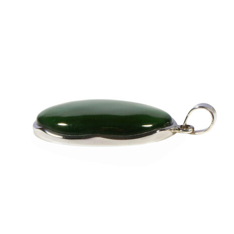 Zilveren hanger jade | ovaal 3,7 x 2,3 cm