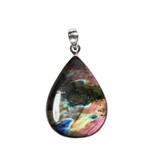 Zilveren hanger labradoriet (paars) | druppel 3,3 x 2,4 cm