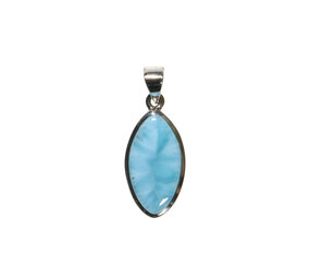 Zilveren hanger larimar | markies 2,1 x 1,1 cm