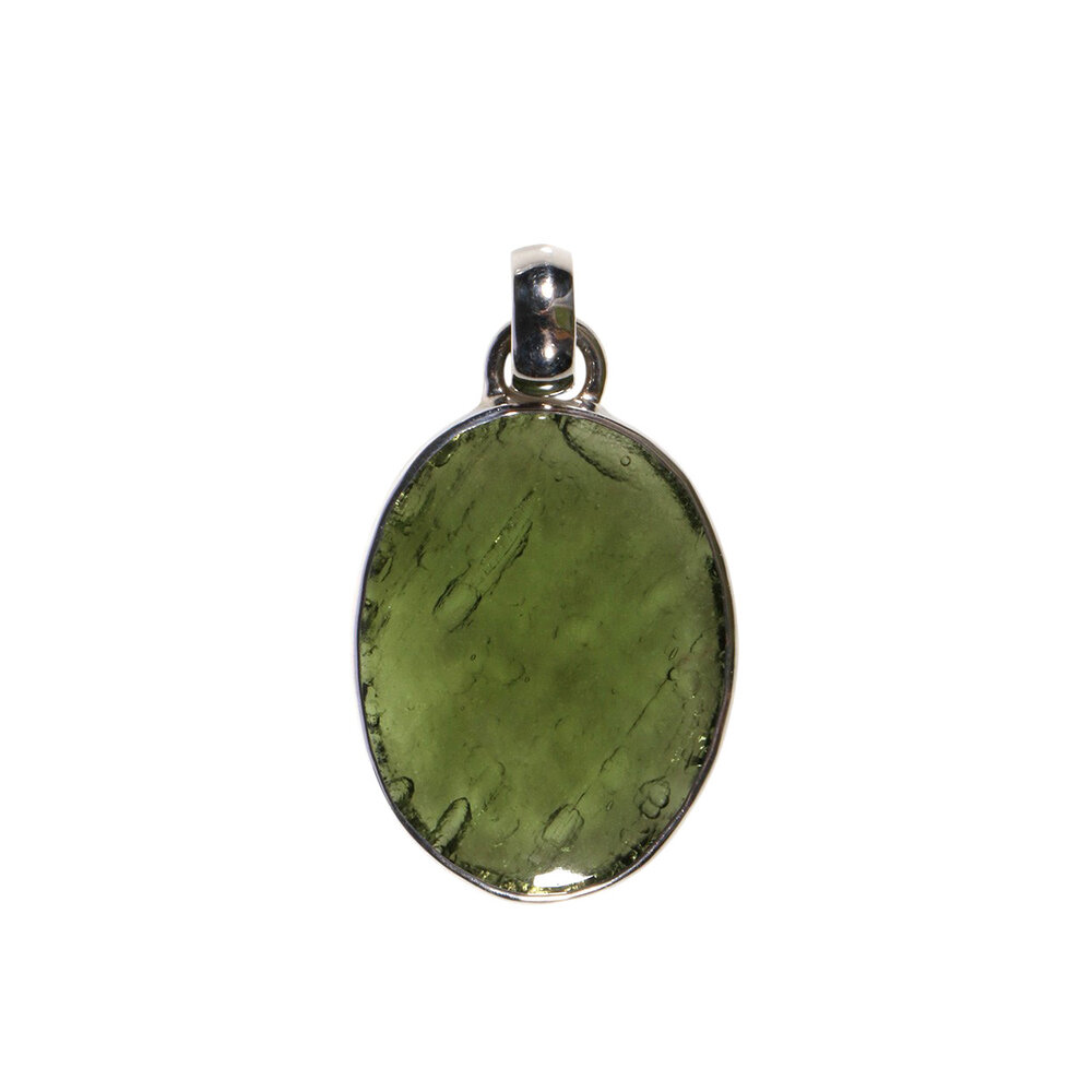 Zilveren hanger moldaviet | ovaal 2,3 x 1,8 cm