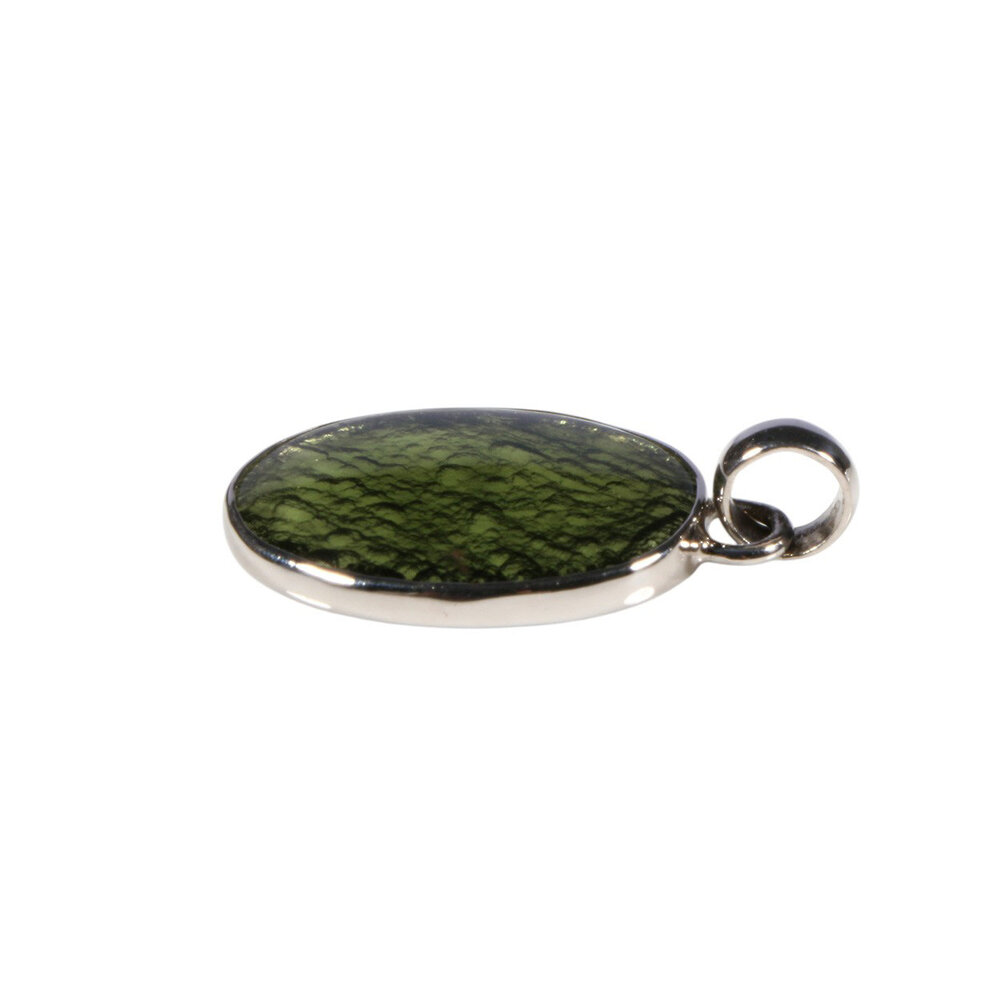 Zilveren hanger moldaviet | ovaal 2,3 x 1,8 cm