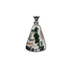 Zilveren hanger mosagaat | driehoek 2,4 x 1,8 cm