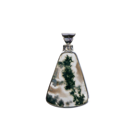 Zilveren hanger mosagaat | driehoek 2,4 x 1,8 cm