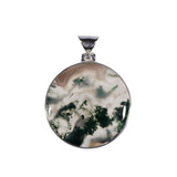 Zilveren hanger mosagaat | rond 2,9 cm