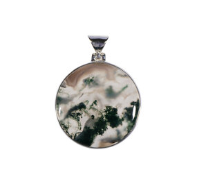 Zilveren hanger mosagaat | rond 2,9 cm