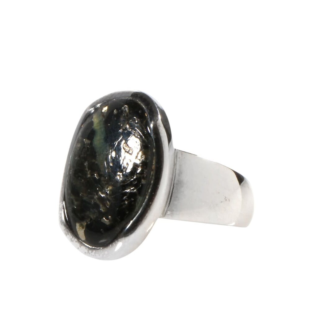 Zilveren ring nuummiet maat 16 | ovaal 1,6 x 1 cm