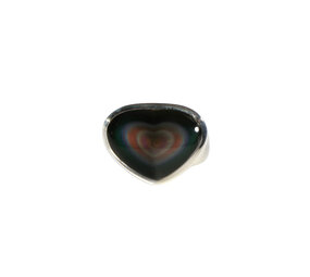 Zilveren ring obsidiaan (regenboog) maat 16 1/2 | hart 1,4 x 1,9 cm