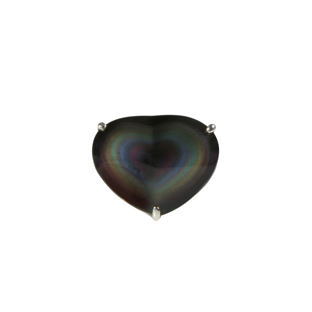 Zilveren ring obsidiaan (regenboog) maat 17 | hart 1,6 x 2 cm