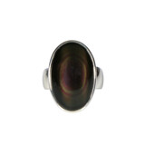 Zilveren ring obsidiaan (regenboog) maat 18 | ovaal 2,3 x 1,5 cm