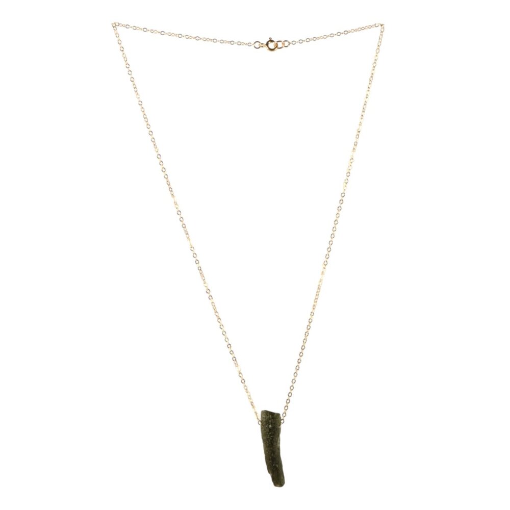 Gold-filled ketting met ruwe moldaviet | 2,75 gram
