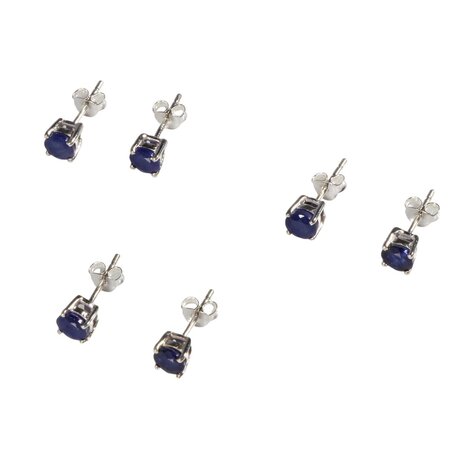 Zilveren oorstekers saffier | rond facet gezet 5 mm