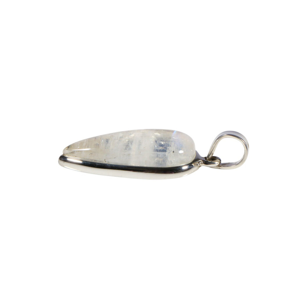 Zilveren hanger maansteen (regenboog) | druppel 2,4 x 1,2 cm