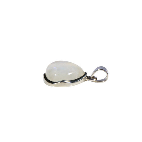 Zilveren hanger maansteen (regenboog) | druppel 1,6 x 1,8 cm