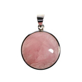 Zilveren hanger rozenkwarts | rond 2,8 cm