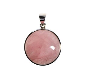 Zilveren hanger rozenkwarts | rond 2,8 cm