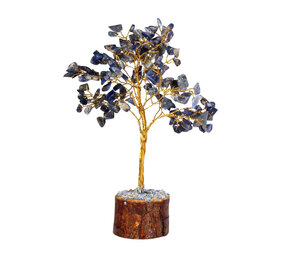 Sodaliet edelsteen boompje (goudkleurig) 18 cm