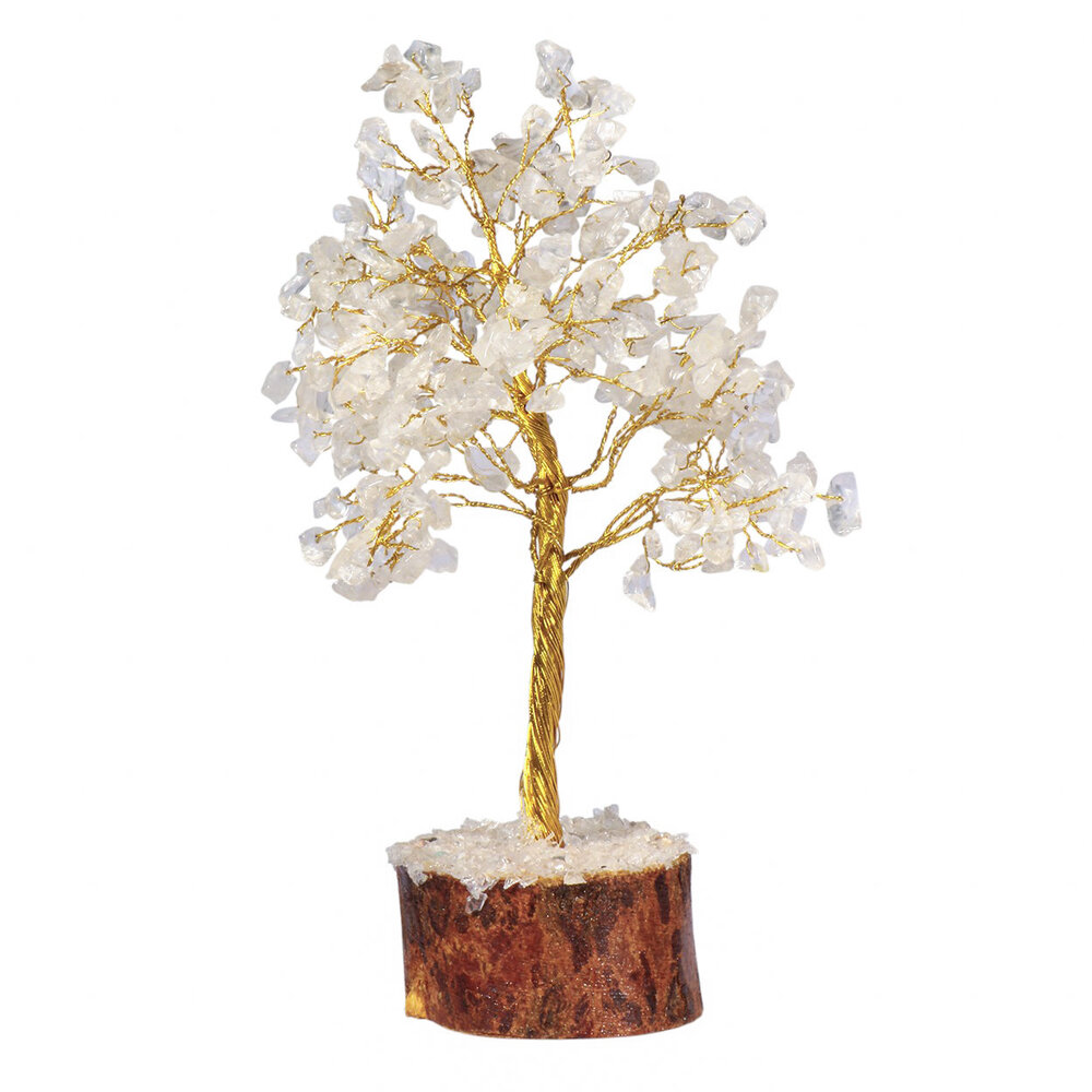 Bergkristal edelsteen boompje op hout 23 cm Bergkristal edelsteen boompje op hout 23 cm