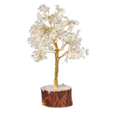Bergkristal edelsteen boompje op hout 23 cm