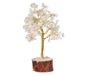 Bergkristal edelsteen boompje op hout 23 cm Bergkristal edelsteen boompje op hout 23 cm