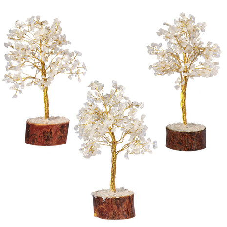 Bergkristal edelsteen boompje op hout 23 cm Bergkristal edelsteen boompje op hout 23 cm