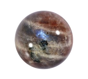 Maansteen (blauw) met zonnesteen bol 54 mm | 208 gram