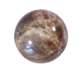 Maansteen (blauw) met zonnesteen bol 54 mm | 223 gram