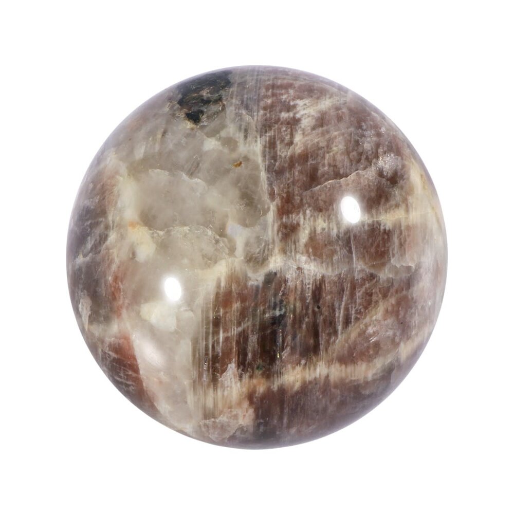 Maansteen (blauw) met zonnesteen bol 59 mm | 279 gram