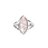Zilveren ring rozenkwarts maat 17 | markies facet 1,6 x 0,8 cm