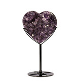 Amethist cluster hart op standaard (zwart) 8,7 x 9 x 3,1 cm | 320 gram