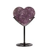 Amethist cluster hart op standaard (zwart) 8 x 9,2 x 3,8 cm | 361 gram