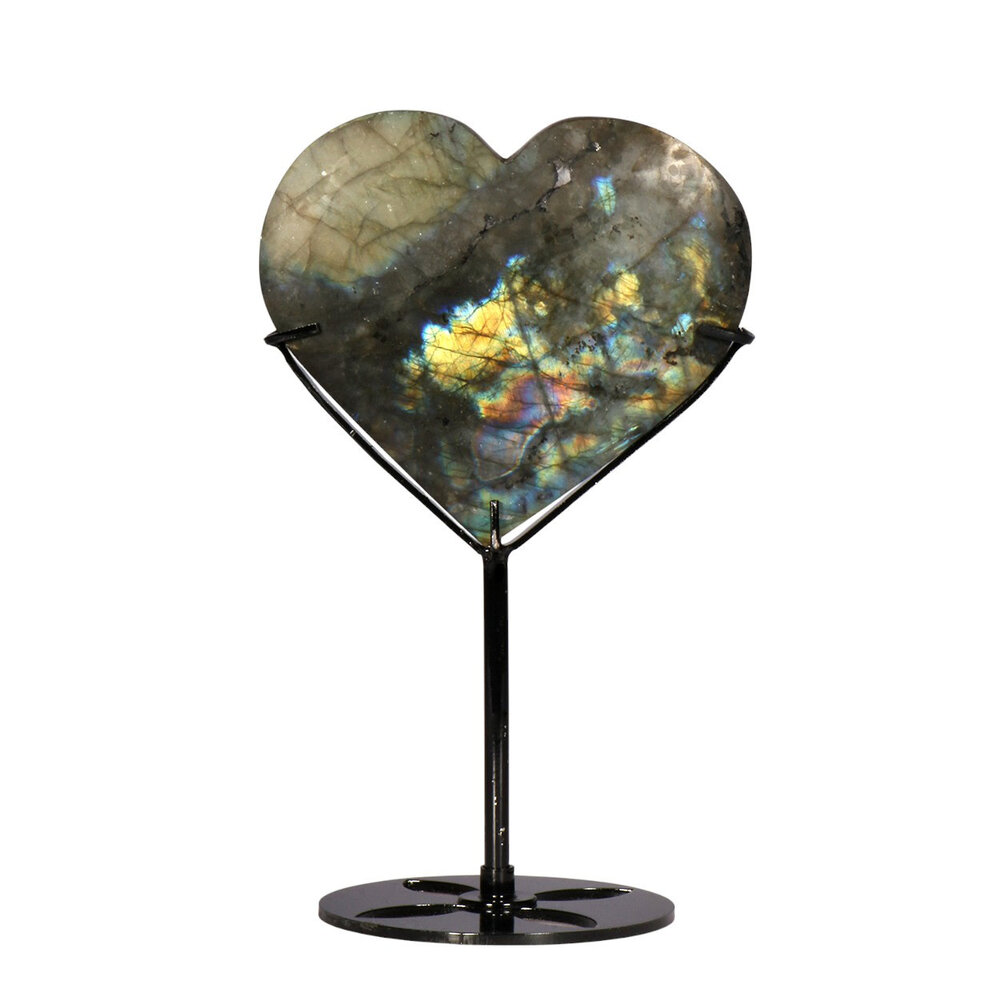 Labradoriet hart op standaard (zwart) 10 x 10,9 x 1,7 cm | 419 gram