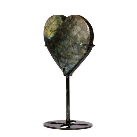 Labradoriet hart op standaard (zwart) 10 x 10,9 x 1,7 cm | 419 gram