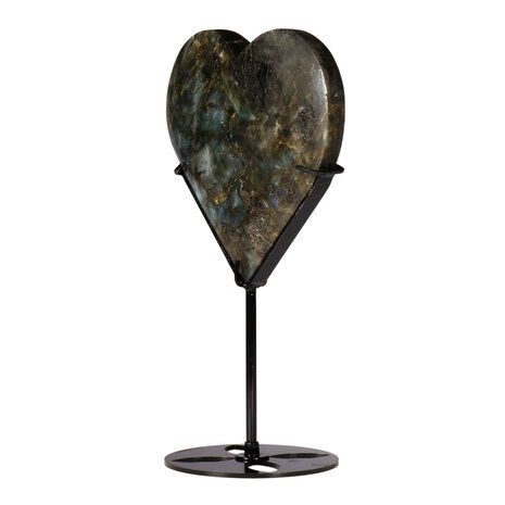 Labradoriet hart op standaard (zwart) 13,2 x 14 x 2 cm | 814 gram