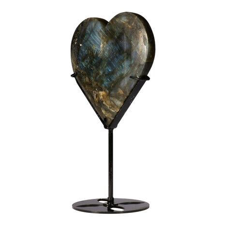 Labradoriet hart op standaard (zwart) 13,2 x 14 x 2 cm | 814 gram