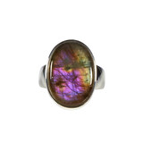 Zilveren ring labradoriet maat 18 | ovaal 1,9 x 1,4 cm