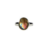 Zilveren ring labradoriet maat 16 1/2 | ovaal 1,2 x 1 cm