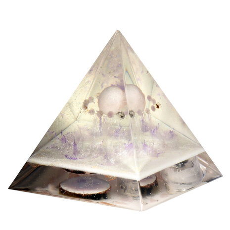 Urn piramide rozenkwarts 11 x 11 x 13,5 cm
