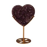 Amethist cluster hart op standaard (goudkleurig) 11,2 x 12,1 x 4,2 cm | 707 gram