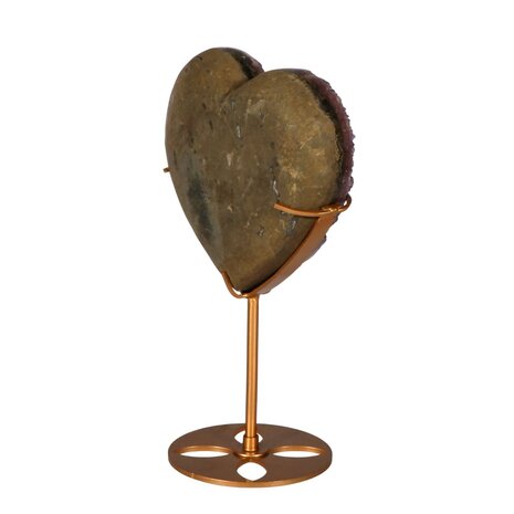 Amethist cluster hart op standaard (goudkleurig) 11,2 x 12,1 x 4,2 cm | 707 gram