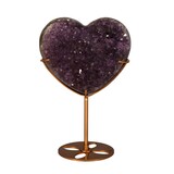 Amethist cluster hart op standaard (goudkleurig) 10,7 x 12,6 x 4,3 cm | 758 gram